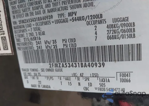 2001 Ford Windstar Sel from USA, damaged, VIN 2FMZA53431BA40939